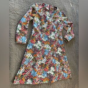Ensenada Vibrant Floral Long Sleeve Dress Approx Size Medium
